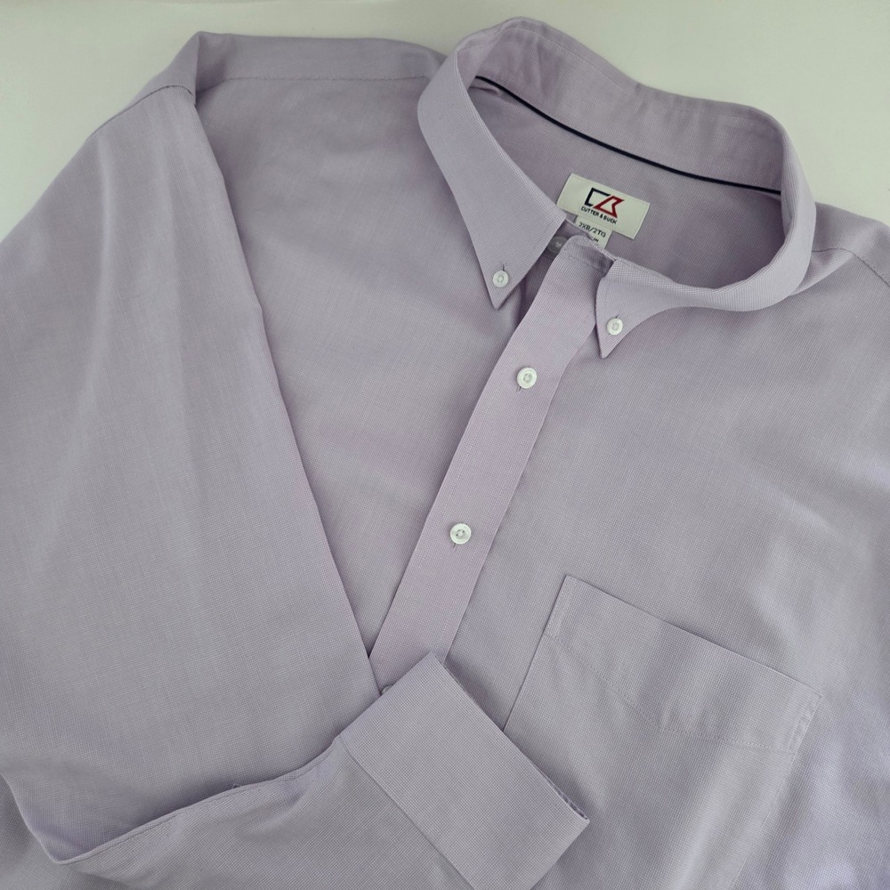 Cutter & Buck Mens Long Sleeve Button Down Shirt Purple‎ 2XB Classic Fit Pocket